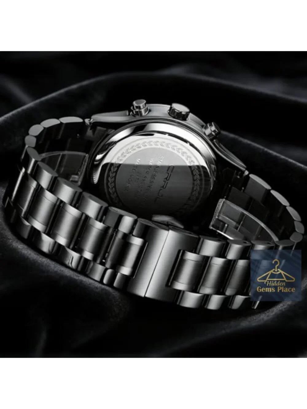 Men's Stainless Steel Chronograph Watch, Waterproof Analog Quartz, Date Display